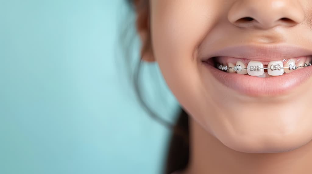 矯正治療をしているすきっ歯の子ども