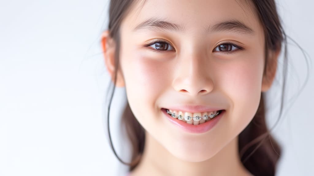 矯正治療を受ける笑顔の子ども